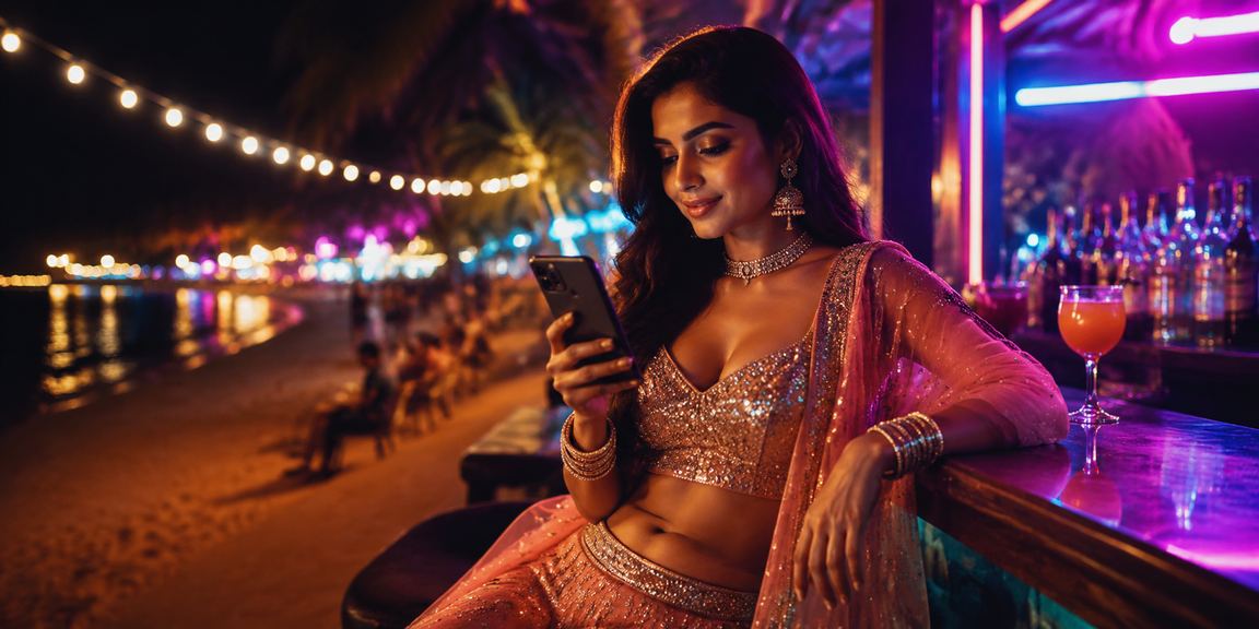 Indian player enjoying mobile casino games with Bollywood theme